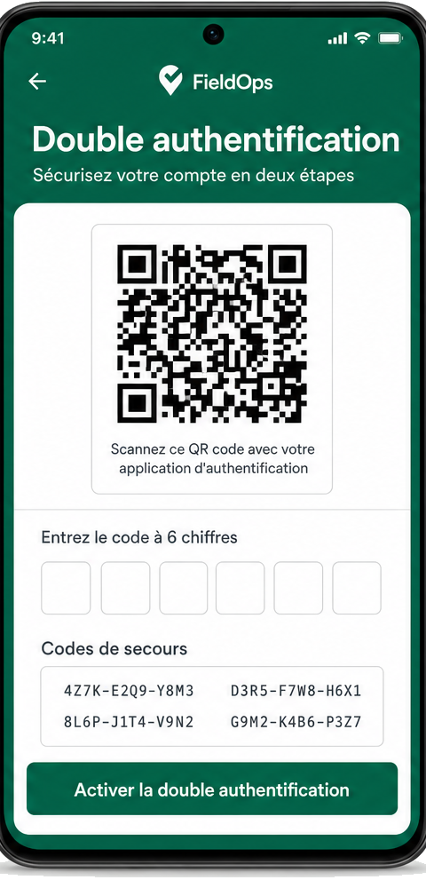 Enrôlement de l'authentification à deux facteurs (MFA) dans FieldOps